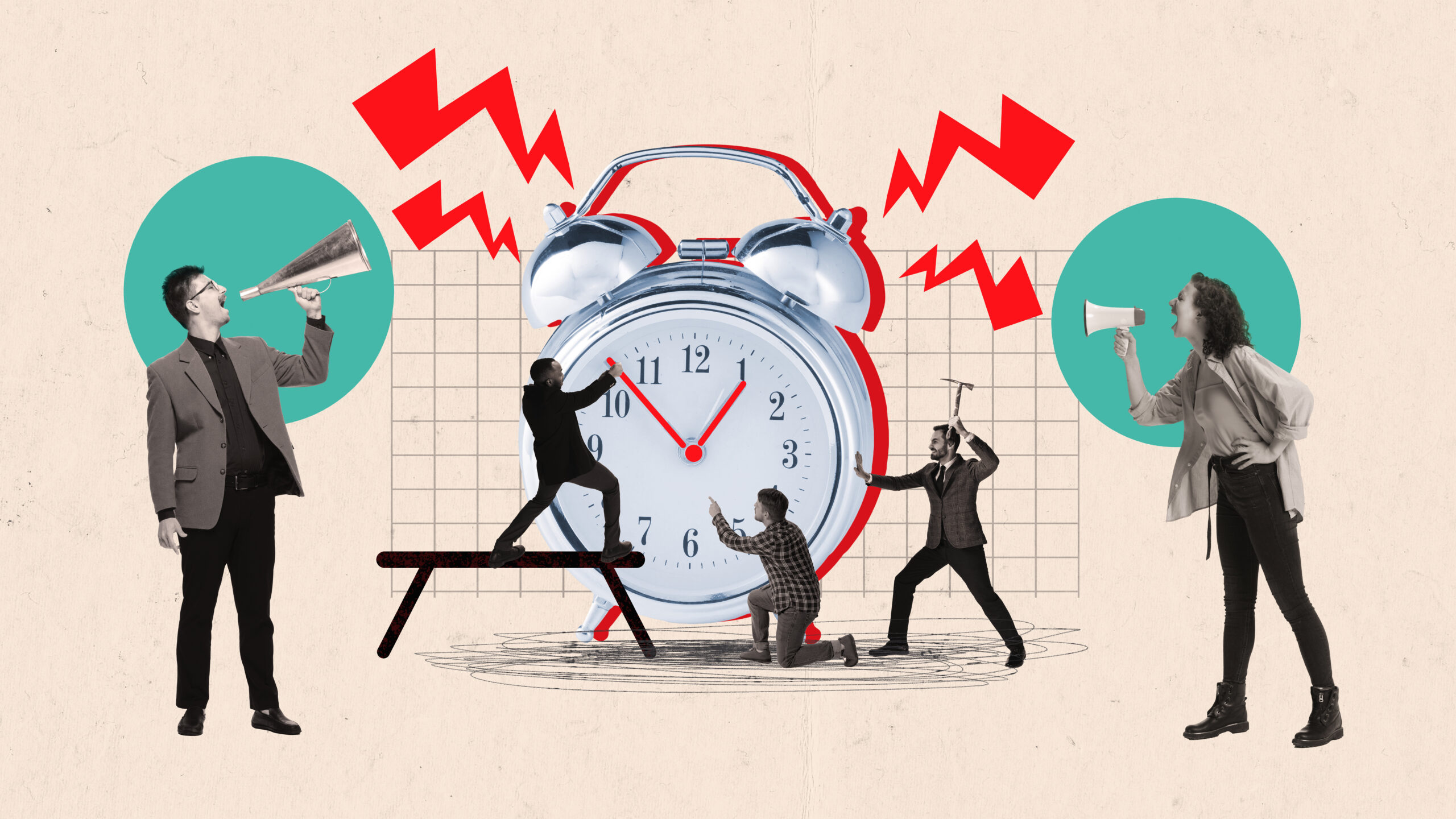 Abstract illustration of urgency and pressure influencing leadership decisions