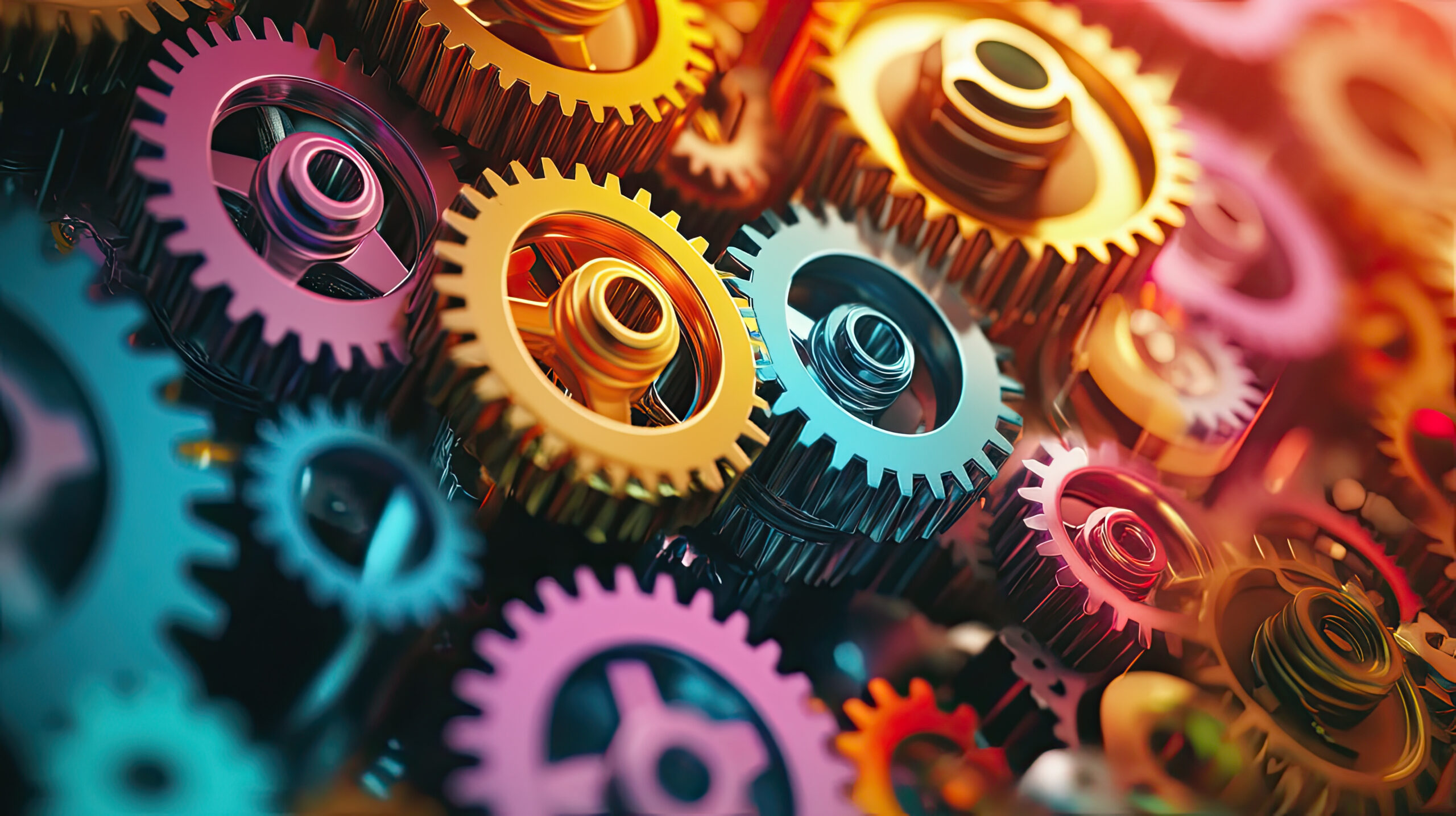 Interconnected gears representing a sales capability ecosystem working together
